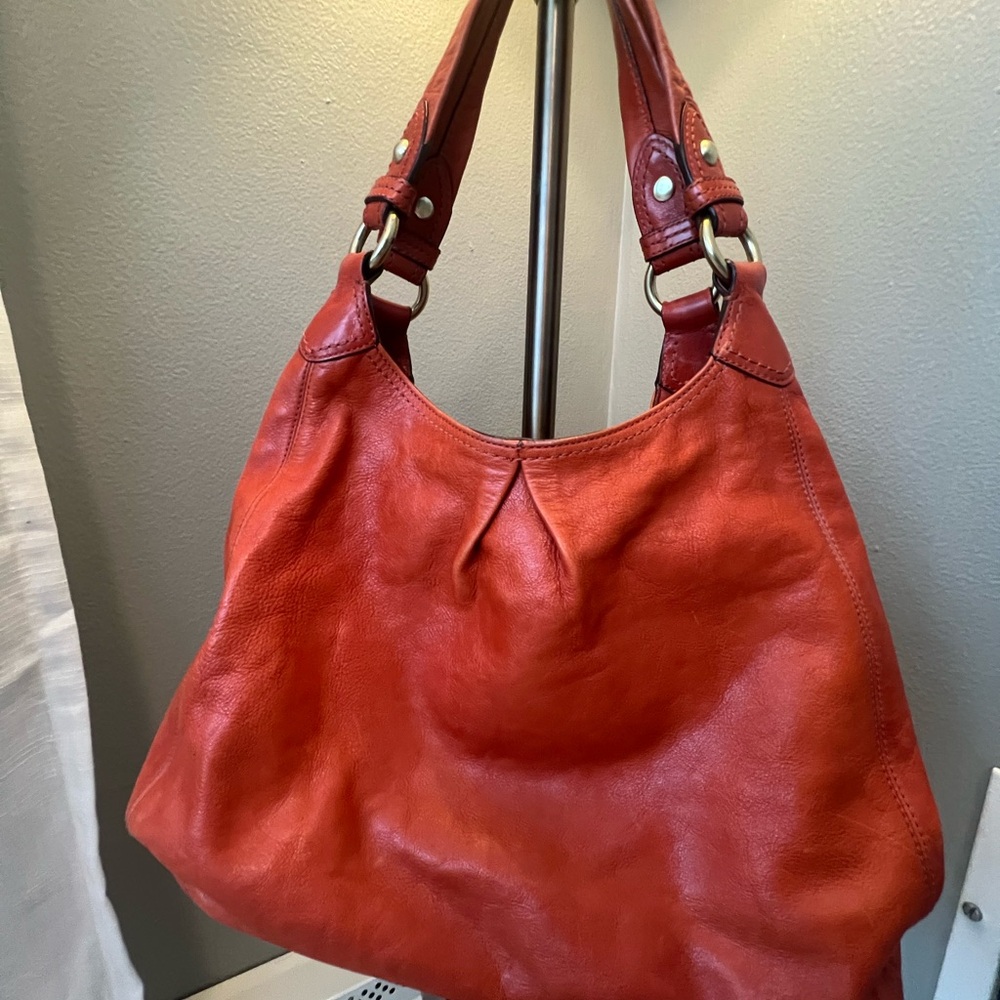 COACH- Used & pre-loved- Burnt orange pure leather large coach bag.